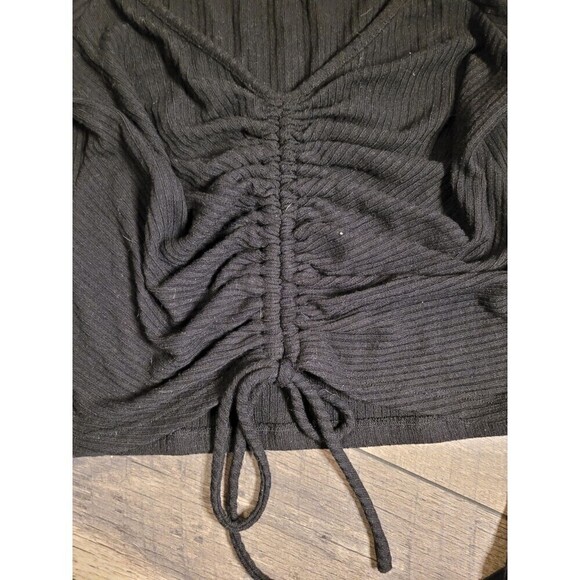 2 for $20 Active USA Crop Top Ribbed Ruching Bow Tie Front Size L - Picture 2 of 3